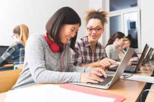 Two virtual students collaborating on a lesson