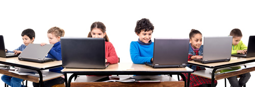 Two students on laptops