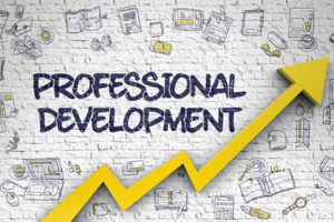 the words Professional Development with an upward arrow