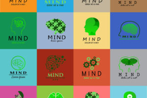 a patchwork quilt-like image with the word mind and various pics of brains