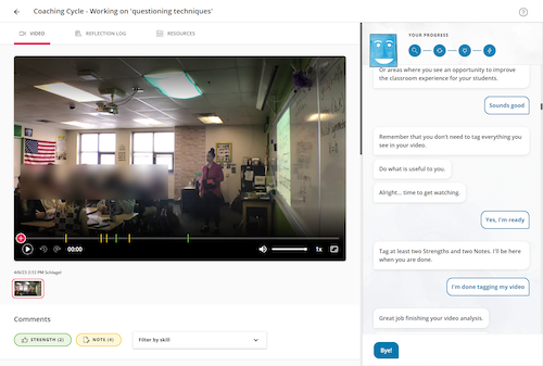 Artificial intelligence and AI coaching in PD is guiding teachers through a self-coaching cycle aligned to common growth areas.
